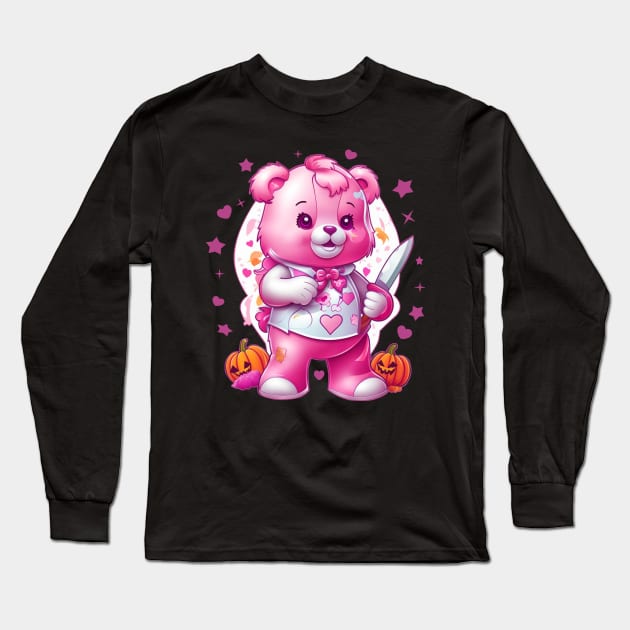 Pink CARE BEAR - halloween edition Long Sleeve T-Shirt by Megitsune 